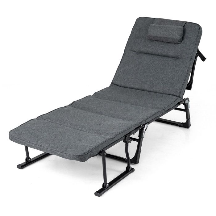 6 positions lit de camp pliant 3 en 1 fauteuil convertible avec coussin pour camping et repos