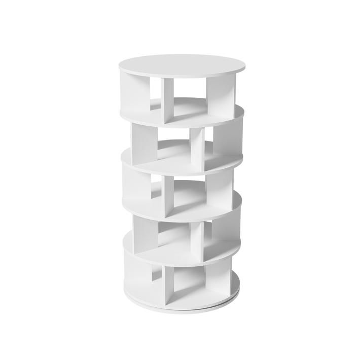 Étagère à chaussures rotative ronde 5 niveaux blanc 60 x 60 x 115 cm