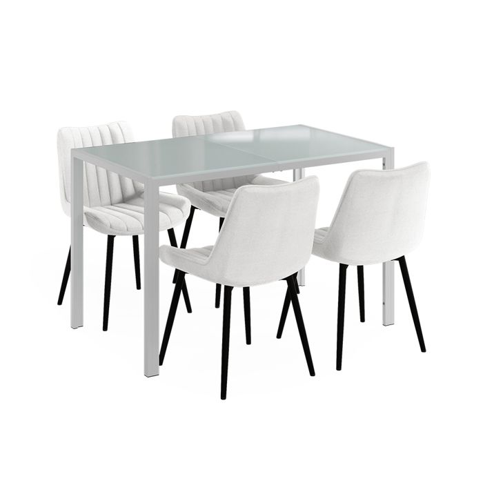 Ensemble de table à manger Grand 120x70cm avec 4 chaises (beige) Blanc Vicco 63367 Ensemble de table à manger Grand 120x70cm avec 4 chaises (beige) Blanc Vicco 63367