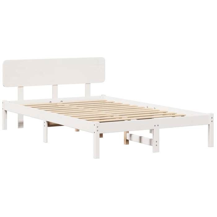 Structure de lit - HAOSHOP - Cadre de lit avec tête de lit Blanc 140 x 190 cm Pin massif&01_118615