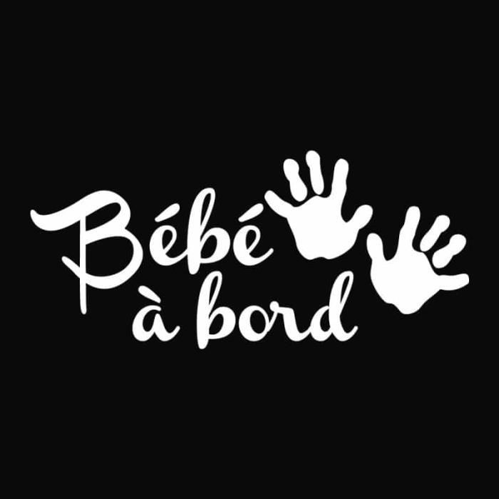 STICKER BEBE A BORD PETITES MAINS J0123 Mat Blanc