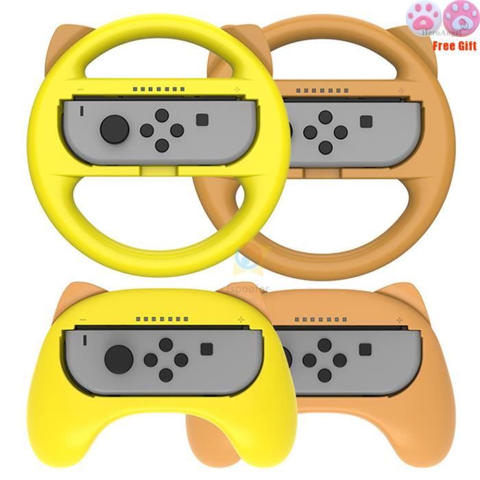 Jaune marron-Manette de jeu Joy Con pour Nintendo Switch, volant de course,  poignées, capuchons Joy Con, jeu - Cdiscount Informatique
