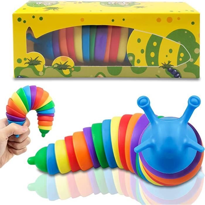 Yolistar Lot De 2 Limaces Articulées 3D – Jouet Anti-Stress Souple Et Réaliste, Fidget Slug Pour Adultes Et Enfants, Idéal Pour Détente Et Décoration