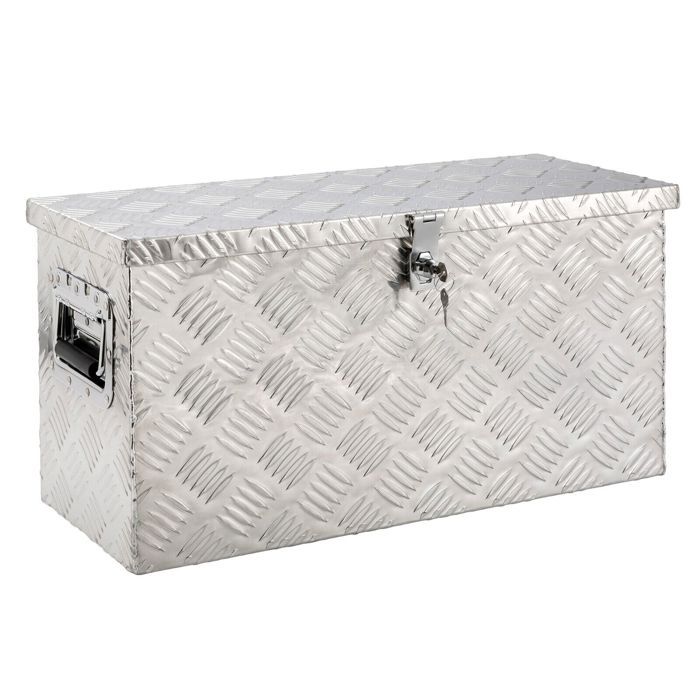AREBOS Boîte à Outils Boite de Rangement Transport Box Truckbox | Aluminium | 60 x 25 x 30 cm | 40L | Verrouillage avec 2 Clés