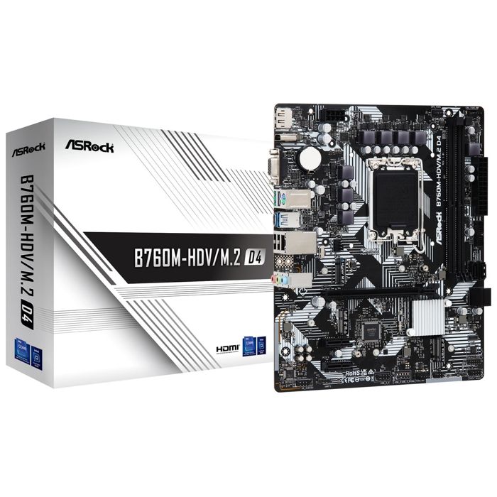 Carte mère ASRock B760M-HDV/M.2 DDR4 (Intel LGA 1700) Micro ATX - gris - TU