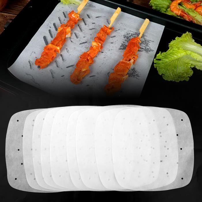 200 Feuilles De Cuisson En Bambou Perforées 23 Cm - Antiadhésives, Résistantes à 230°C - Pour Friteuse Air, Vapeur, Four