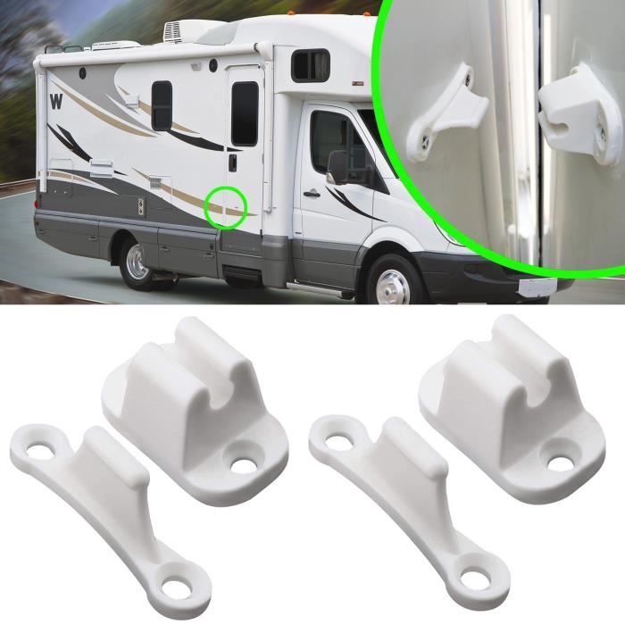 2 paires Kit Retenue de porte butée en T-bar - Clips d' Arrêt de porte  support - en nylon - Pour Camping-car RV caravane Remorque - Cdiscount Auto