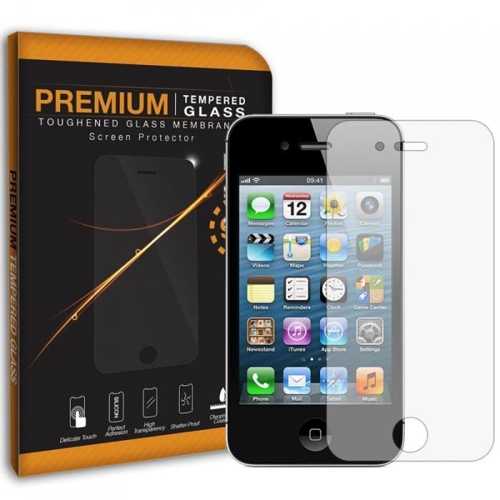 Protection d écran en verre trempé iPhone 4S / 4 Tempered Glass ...