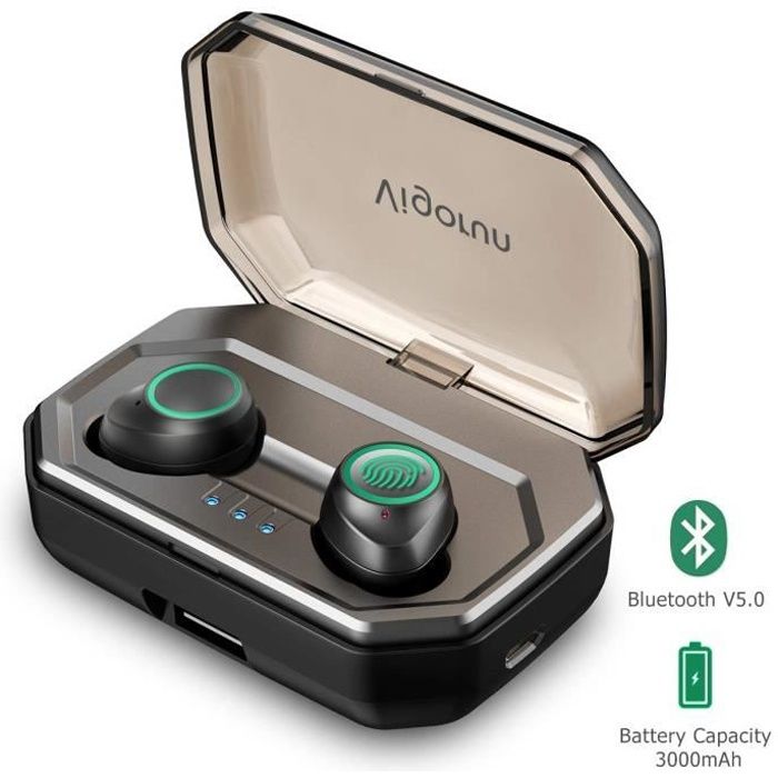 MYCARBON V5.0 Ecouteur Bluetooth sans Fil Oreillette Bluetooth Double Micro Autonomie 6h Max Casque Intra-auriculaire pour iPhone Samsung Huawei Xiaomi Sony