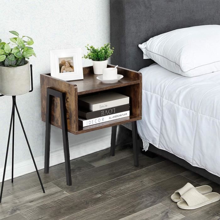 Laizere Table De Chevet Vintage Avec Compartiment Rustique 42 X 32 X 52 Cm Lxlxh Pieds En Metal Table De Nuit Achat Vente Chevet Laizere Table De Chevet Cdiscount