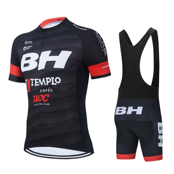 PRIOKNIKO Ensemble Maillot Vélo Homme Été - Cuissard + Maillot Respirant Manches Courtes VTT Route