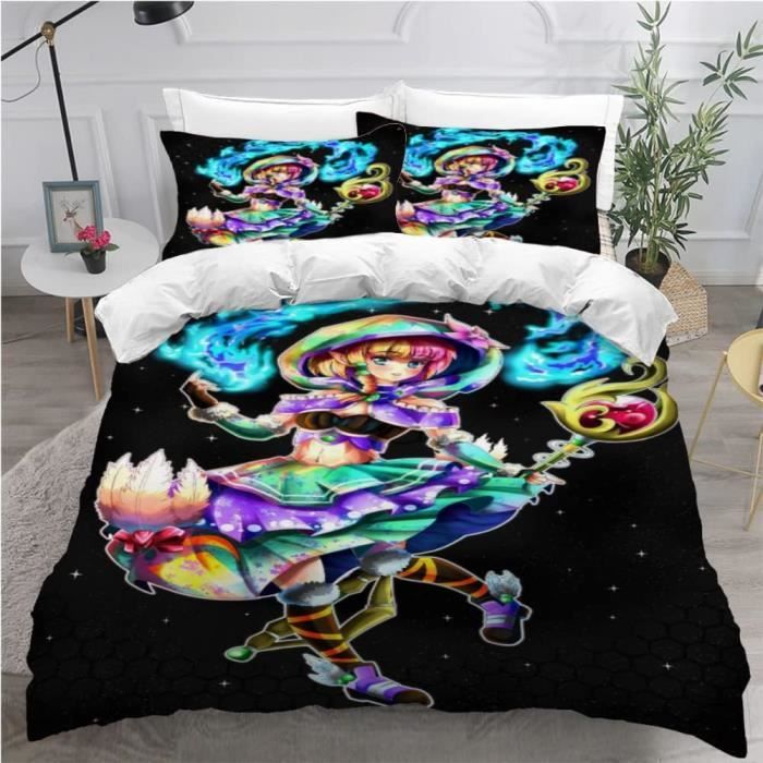 Parure De Lit 1 Personne 90x190 Cm - Housse De Couette Microfibre 3D Fleurs Cerisier, Hypoallergénique