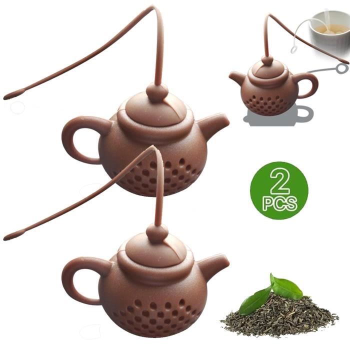 Infuseur à Thé Silicone 2 Pièces Avec Poignées - Design Feuille Moderne Vert - Passoire Thé En Vrac