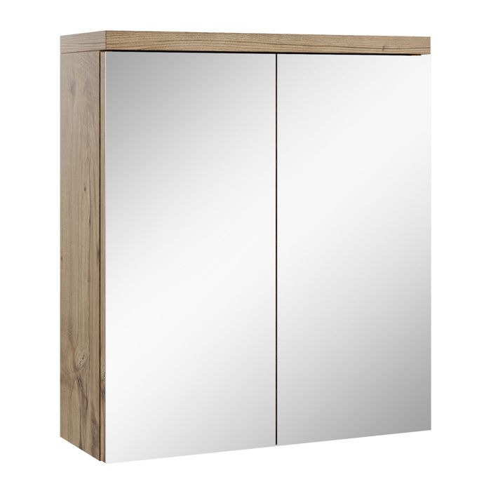 Meuble à miroir Toledo 60x60 cm - Badplaats - Chêne châtaigne - Armoire miroir
