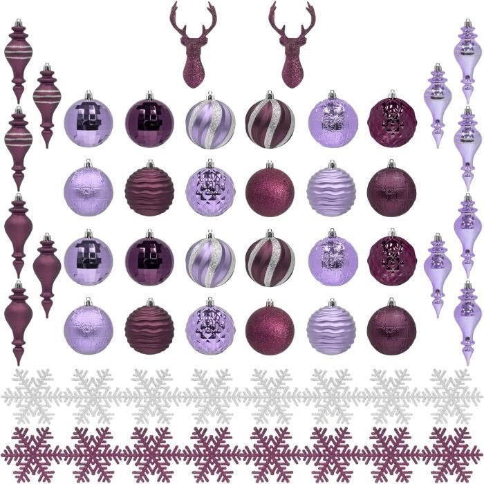 Boules de Noël Colorama de Noël lot de 60 en plastique recyclé rose