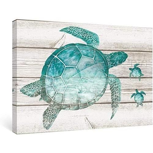 Tableau Bleu Tortue De Mer Oeuvre Sur Toile Brau De Campagne Décoration