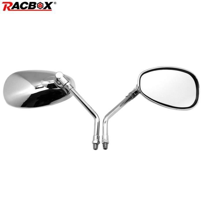 Qiilu Paire De Rétroviseurs Moto Universels Chromés - Miroirs Latéraux Réglables Pour Moto Et Scooter