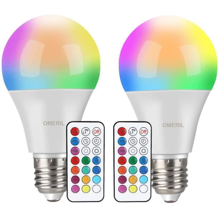 E27 Ampoule à changement de couleur 10w Rgbw Ampoules LED Éclairage d' ambiance avec télécommande 21key Double fonction de mémoire 12 choix de  couleurs pour la fête à domicile