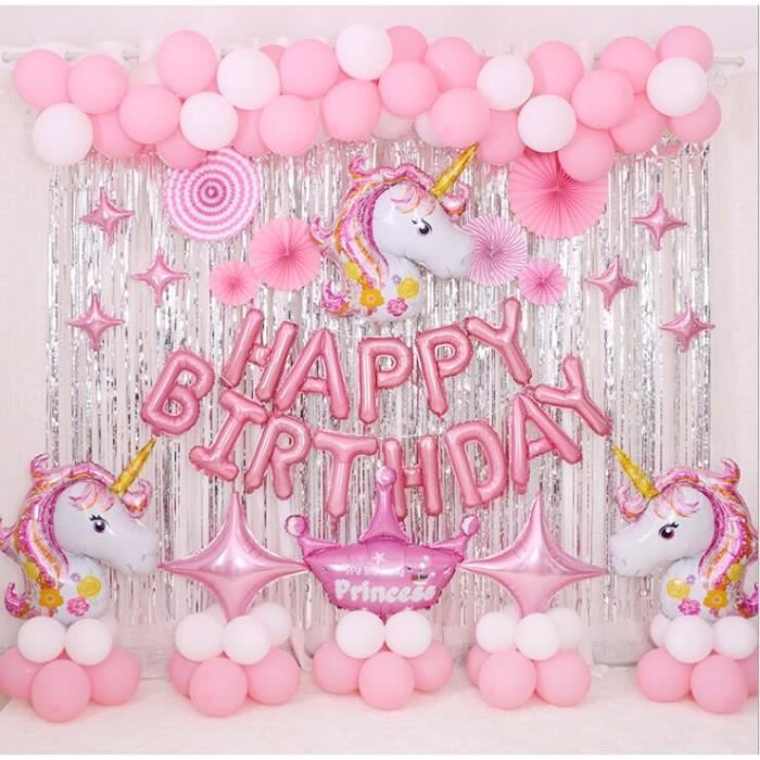 Décoration Anniversaire Licorne Ballons Banniere Joyeux Anniversaire  Licorne Happy Birthday Fournitures De Fête Enfants Adulte Fille