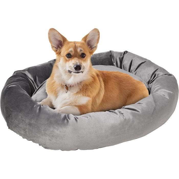 Panier Donut Pour Chien Et Chat - Doudou Anti-stress, Fond Antidérapant - Gris Foncé 80cm - 11