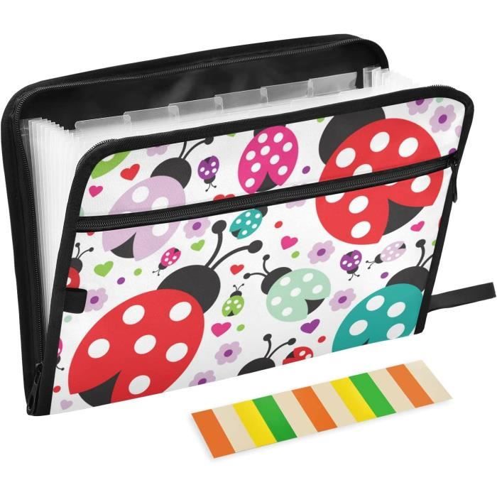 Classeur Accordéon 13 Poches A4 Motif Aquarelle Fleurs Papillons - Organiseur De Documents Avec Fermeture Éclair Pour Bureau, Maison, École