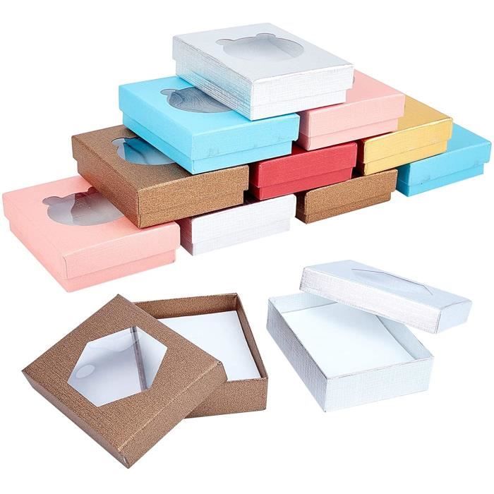 Cheriswelry Lot De 12 Boîtes à Bijoux Carrées Avec Nœud Rose - Emballage Cadeau Élégant Emballage Bijou Mariage