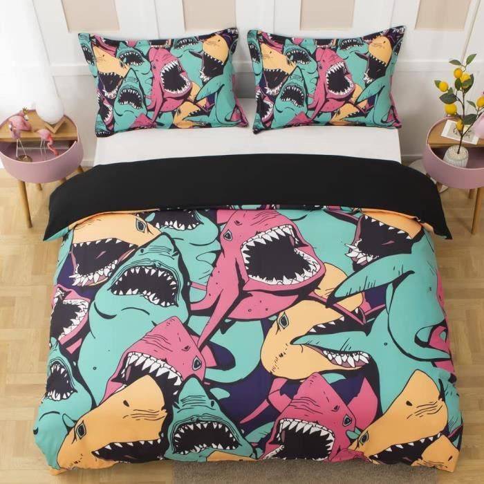 Housse de Couette - Poisson De Dessin Animé - Microfibre - Multicolore