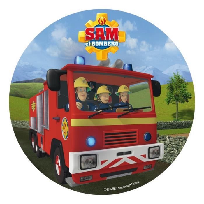 Sam Le Pompier Deco Gateau Disque Azyme Comestible Anniversaire Cm