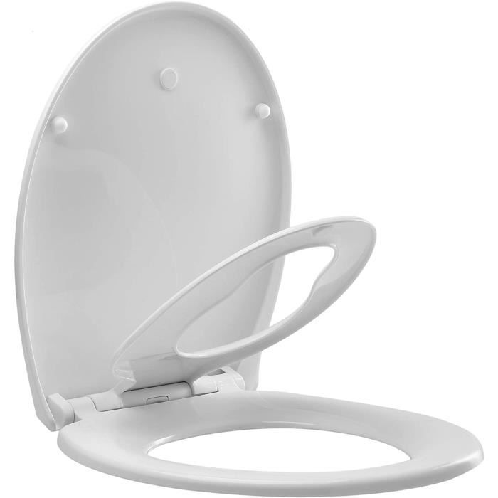 Lunette de WC ovale en polypropyl/ène avec syst/ème dabaissement automatique Abattant Toilette Blanc Abattant WC