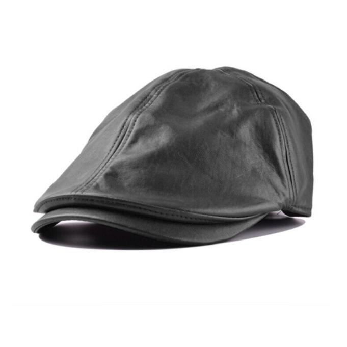 Casquette En Cuir Unisexe Noir - Taille Réglable 55-60 Cm - Style Décontracté - Neuf Avec étiquettes