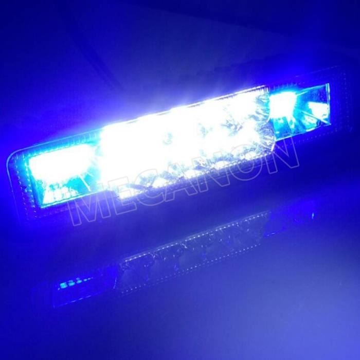 Blanc et bleu - Barre lumineuse LED stroboscopique 48W, blanc