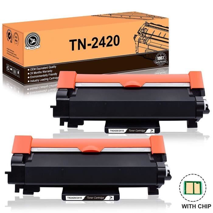 FITU WORK TN2420 TN2410 (avec Puce) Cartouche Toner Compatible pour Brother  MFC-L2710DW MFC-L2730DW MFC-L2750DW DCP-L2510D
