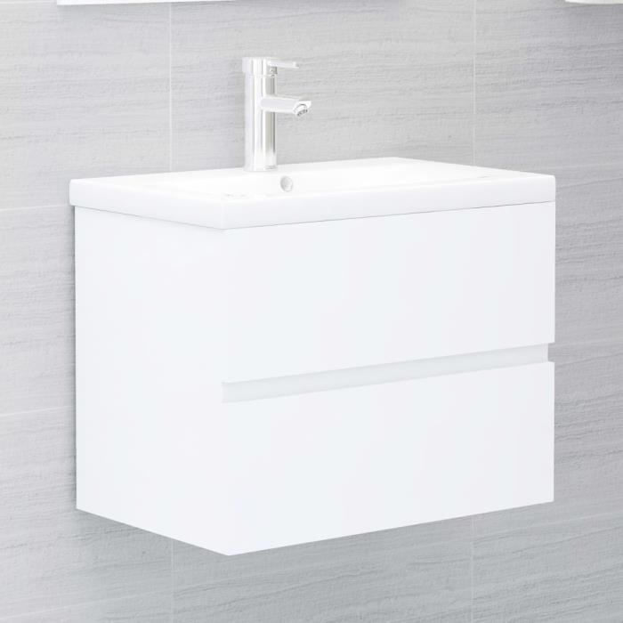 chez💧9386super armoire d'évier - meuble colonne de salle de bain armoire haute contemporain décor - armoire sdb blanc 60x38,5x45 cm