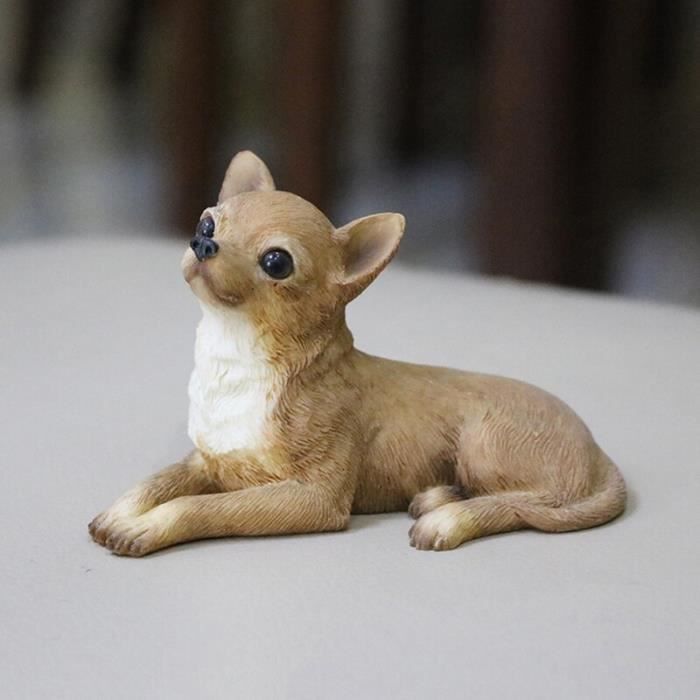 Statue deco,Mini chien Chihuahua, modèle de voiture, décoration en résine,  Collection de cadeaux créatifs, accessoires - Type brown - Cdiscount Maison