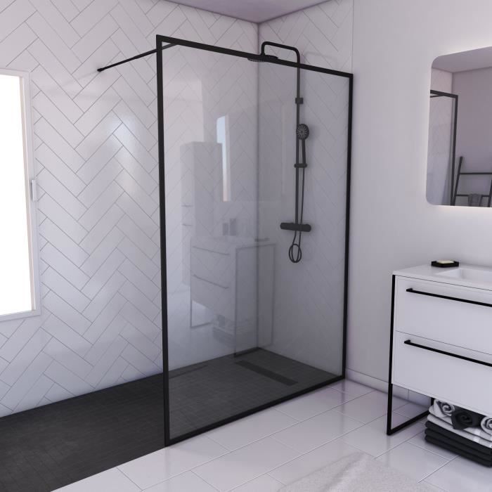 Wantrouwen zuur campus Paroi de douche à l'italienne 140x200cm verre trempé 6mm - cadre et barre de fixation ajustable NOIR MAT - CONTOURING 140 - Cdiscount Bricolage Wantrouwen zuur campus Paroi de douche à l'italienne 140x200cm verre trempé 6mm - cadre et barre de fixation ajustable NOIR MAT - CONTOURING 140 - Cdiscount Bricolage
