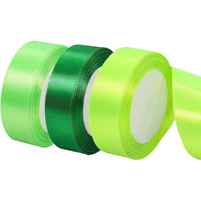 Bobine 40m ruban satin double face fabriqué en France vert fluo