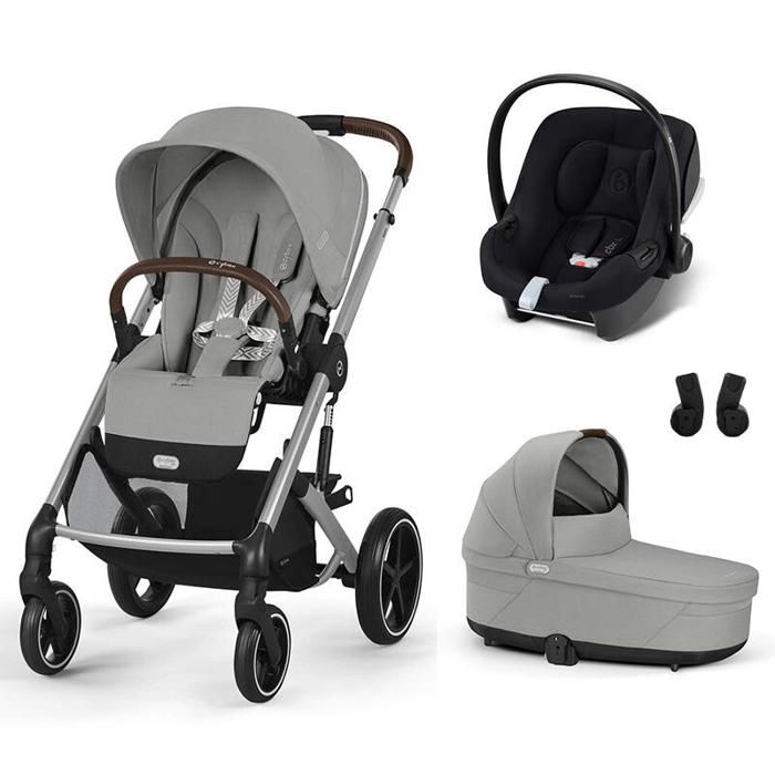 CYBEX - Poussette Trio Balios S Lux + Siège auto Aton B2 + Nacelle Cot S Lux Stone Grey