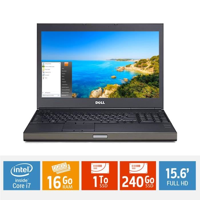 Top achat PC Portable Ordinateur portable 15 POUCES DELL PRÉCISION M4800 core i7 16go ram 1TO SSD  + 240 GO SSD disque dur FULL HD pas cher