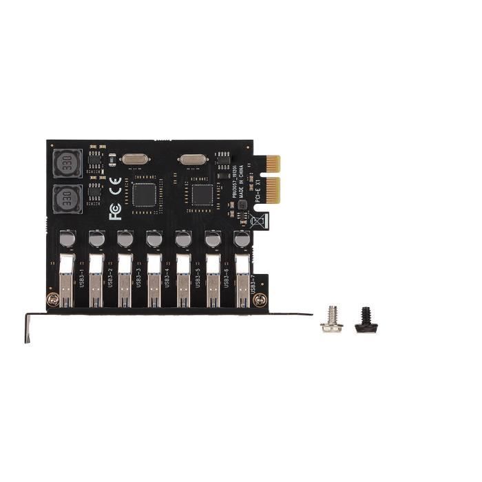 Carte PCI-E USB 3.0 7 Ports (2x USB-C + 5x USB-A) Pour PC Bureau - Transfert 5Gbps Windows/Mac