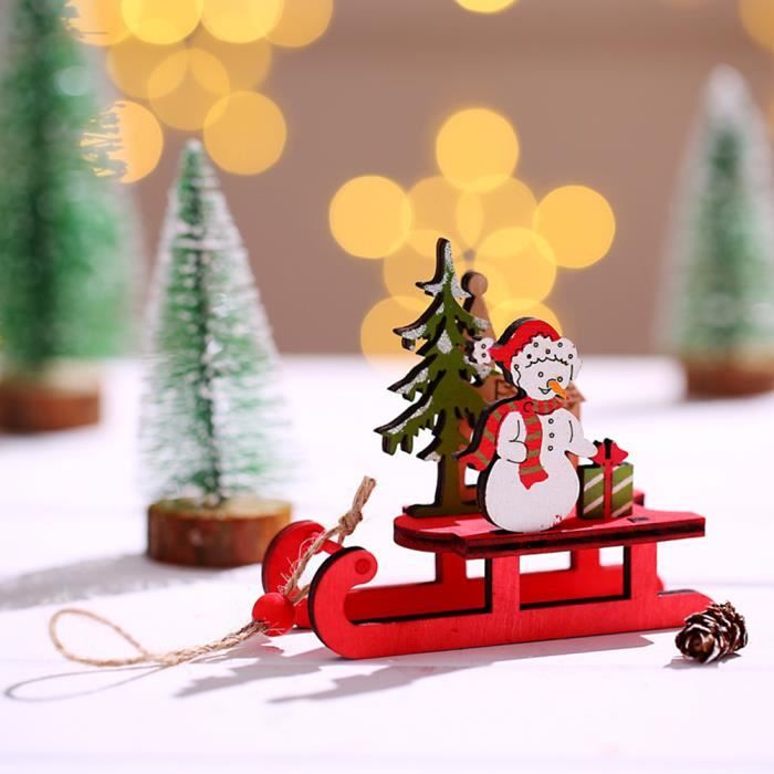 Mini Traîneau En Bois Décoratif Pour Noël – Avec Cordon – Accessoire Pour Porte D’elfe, Décoration De Paysage, GNOME