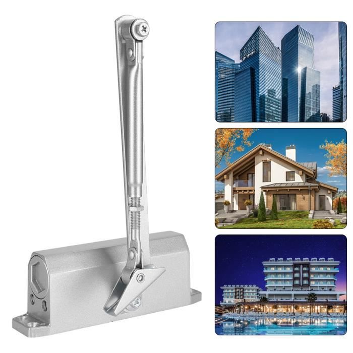 Ferme-porte Diall argent pour porte 46 à 65 kg réversible