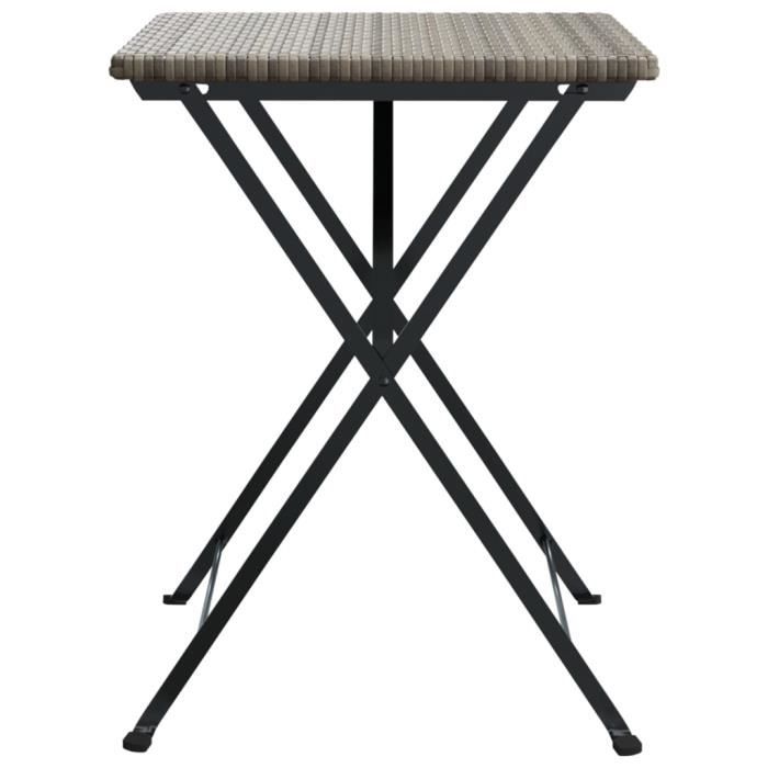 yanjiibuy table de bistrot pliante gris 55x54x71 cm résine tressée 112258