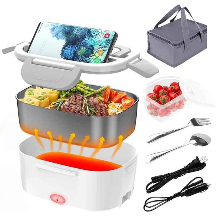 TRAVELISIMO Lunch Box Gamelle Chauffante Électrique pour Voiture Camion  Bureau Travail 220V+12V+24V, Acier Inoxydable 1.5L 60W, Boîte Isotherme  Repas Chaud : : Cuisine et Maison