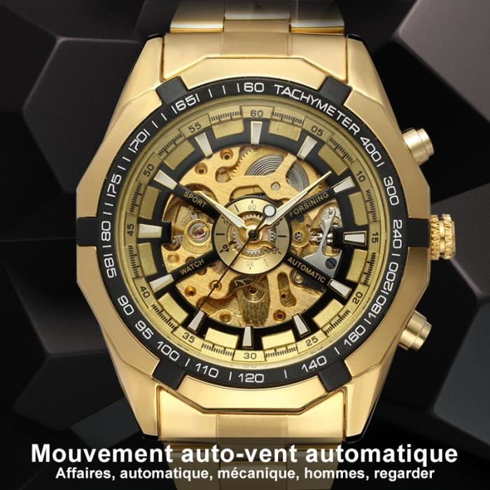 Automatique En Acier Inoxydable Montre Squelette , - Achat/vente remontoir  automatique - Cdiscount