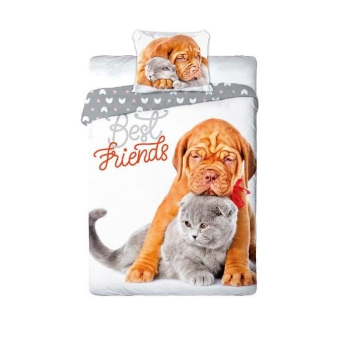 Best Friend Parure De Lit 160x0 Cm Chien Et Chat Cdiscount Maison