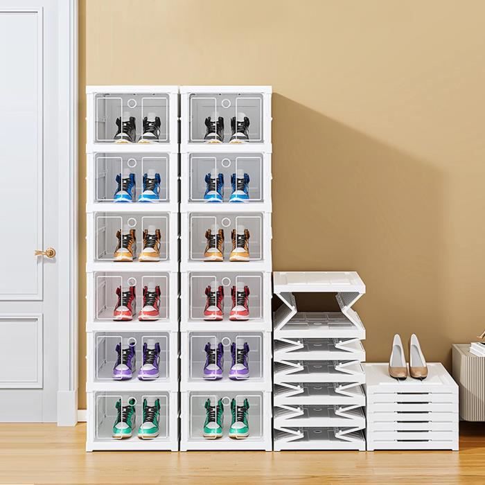 Meuble à chaussures pliable à 6 couches sans installation - HOMEWELL - YIPEEMA - Blanc - Contemporain - Design