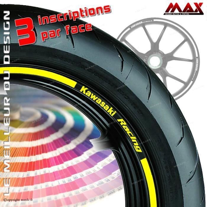 Liseret De Jante Racing Jaune Pour Kawasaki Z1000, Z1000R, Z1000SX - Accessoire Moto Style - 9