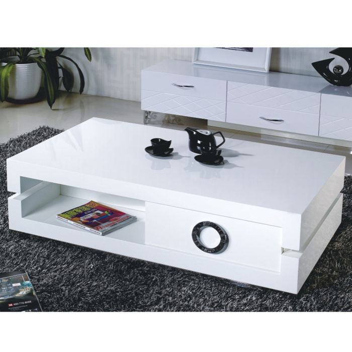 Table Basse BIANCA avec rangement - LA MAISON DU CANAPÉ - Contemporain - Design - Laqué - Blanc Table Basse BIANCA avec rangement - LA MAISON DU CANAPÉ - Contemporain - Design - Laqué - Blanc