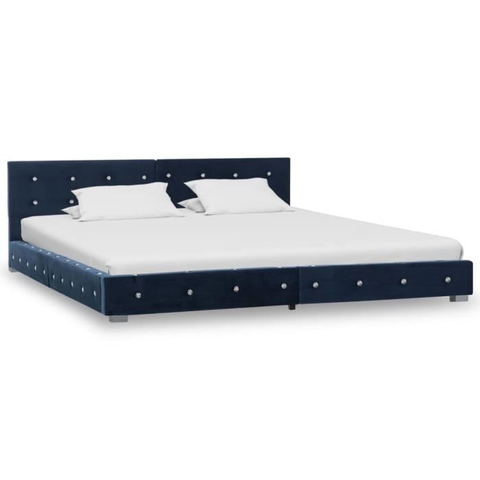 cadre de lit bleu velours 160 x 200 cm mothinessto ly2610