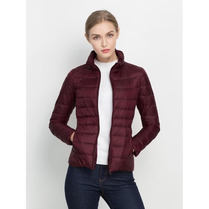 Doudoune Femme Courte L?�g?�re Matelass?�e Col Mon Noir Bordeaux - Cdiscount Pr??t-?�-Porter